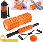 Foam Rollers, KilYn Foam Roller Set for Deep Tissue Massage, 6 in 1 Exercise Roller Foam with Massage Stick, Resistance Bands, Massage Ball, M & High Density Foam Roller for Muscle Recovery, Yoga, Physical Therapy, Gym & Workout + Carry Bag - Image 2