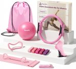 Home Pilates Ring and Ball Set for Women with 5 Resistance Bands Magic Circle Workout Essentials Starter Kit for Beginners, Shape Your Body with 15 Min Daily Routine - Image 2