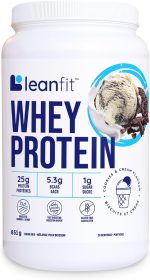 LEANFIT WHEY PROTEIN Cookies & Cream – 100% Whey Protein Powder, 25g Protein Per Serving – Grass-Fed, Gluten-Free, BCAAs, Amino Acid - 26 Servings, 851g Tub - Image 2
