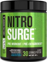 NITROSURGE Pre Workout Supplement - Endless Energy, Instant Strength Gains, Clear Focus, Intense Pumps - Nitric Oxide Booster & Powerful Preworkout Energy Powder - 30 Servings, Blue Raspberry - Image 2