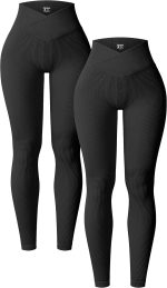 OQQ Women Sports Leggings 2 Pack Cross Over Tummy Control High Waist Gym Yoga Workout Leggings - Image 2
