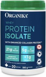 Organika Whey Protein Isolate Powder with Added Collagen Peptides and Probiotics for Easy Digestion- 21g of Protein, 5g of Fibre- Helps Build Strength and Lean Muscle + Aids Recovery- Unflavoured-580g - Image 2