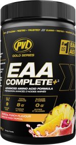 PVL EAA+BCAA COMPLETE – Essential Amino Acid Supplement with BCAAs, Electrolytes & B-Vitamins – Pre, Intra or Post Workout Powder – Keto & Vegan Friendly – Tropical Punch, 30 Servings - Image 2