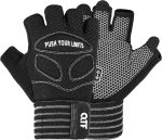 QTF Workout Exercise Gloves for Men & Women,Gym Workout Long Wrist Strap Fingerless Gym Gloves Full Palm Protection for Weightlifting, Training, Fitness - Image 2