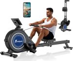 Rowing Machine, Magnetic Rowing Machines for Home Use - 16 Adjustable Resistance Levels, Dual Smooth-Glide Slide Rails, Supports Up to 350 LBS, App Compatible, Easy to Assemble - Image 2