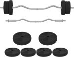 Soozier 50LBS Barbell Weight Set, Adjustable Weights for Home Gym with Curl Bar and Non-slip Handle, for Women and Men Weight Lifting Training - Image 2