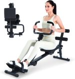 Sportneer Hydraulic Rowing Machine - 12-Level Resistance, Foldable & Portable, Black, LCD Monitor, 297lbs Max Load - Image 2