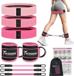 WOQQW Resistance Bands Set - Exercise Bands with Ankle Straps for Legs & Glute Workout, Fabric Booty Bands for Women Men, Home Gym Fitness Equipment for Hip, Pilates, Yoga, Physical Therapy, Stretch - Image 2