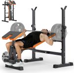 YOLEO 6 in 1 Weight Bench Set for Home Gym, Fast Folding & Adjustable Bench Press, Workout Bench with Rack/Leg Extension/Preacher Curl/Sit up - Image 2