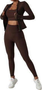 Yknktstc Womens Two Piece Tracksuit Set Long Sleeve Zipper Jacket with Athletic High Waist Leggings Workout Set - Image 2